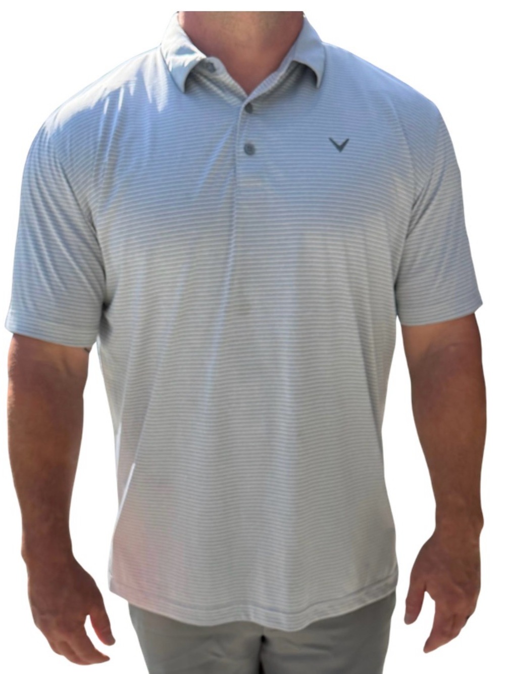 Callaway Light Gray Thin-Striped Performance Polo Opti-Dri XL